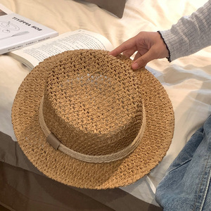 Chapeau de paille plat de <span class=keywords><strong>marque</strong></span> célèbre Summer Hollow pour <span class=keywords><strong>femme</strong></span>, style rétro français, idéal pour la plage et les activités de plein air, chapeau de soleil de type canotier de <span class=keywords><strong>marque</strong></span> célèbre - Product Image 2
