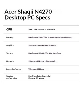 Spot Wholesale Acers Commercial Desktop PC 14th Gen I5-14400 8GB 256G SSD 1TB HDD Office Business <b>Computer</b> Bulk in Stock <b>10</b>-Core - Product Image 6