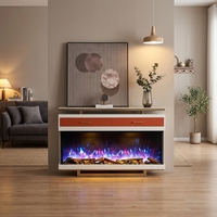 Meuble TV électrique autoportant en bois avec console multimédia, flamme LED, chauffage 1500W et télécommande pour salon