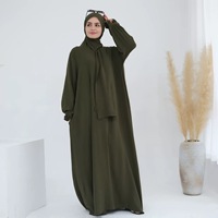 Robes Abaya décontractées unies grande taille pour femmes, style traditionnel avec hijab intégré, idéales pour l'Aïd et le quotidien