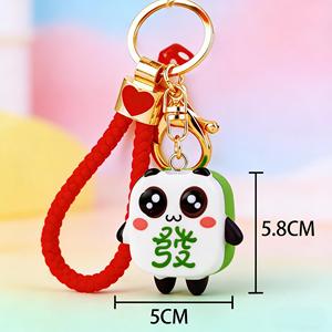 Porte-clés en alliage de zinc et résine, motif Mahjong Panda mignon, pendentif tuile de richesse, porte-bonheur pour <span class=keywords><strong>voiture</strong></span> et accessoire pour sac d'école pour femmes, cadeau en gros - Product Image 6