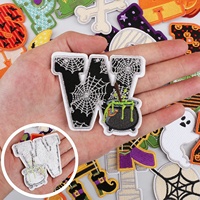 Patch brodé en feutre non tissé et fil de polyester, motif lettre Halloween, éco-responsable, thermocollant, broderie informatisée Xiaotian - Échantillon disponible en 7 jours
