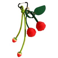 Breloque de sac tressée en PU faite à la main, thème fruits (cerise, fraise), style Miu, mode européenne et américaine, mignonne, porte-clés personnalisable