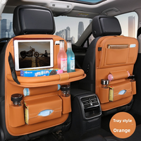 Organisateur de siège arrière de voiture en cuir PU avec plateau pliable, porte-gobelet, multi-poches, sac de rangement suspendu, imperméable
