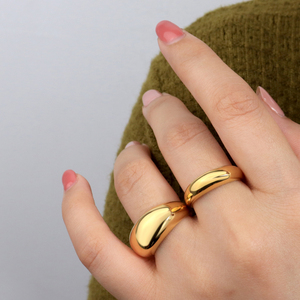 Trendy Stainless Steel Dome <strong>Rings</strong> Tarnish Free Jewelry PVD 18K Gold Plated <strong>Thick</strong> Chunky Dome <strong>Rings</strong> for Women - Product Image 3