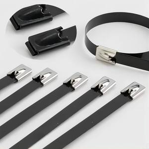 Bridas de cable metálicas de acero inoxidable 304 de 4.8mm y 7.9mm, negras, recubiertas, con cierre, para sujeción de tubos de escape - Product Image 1