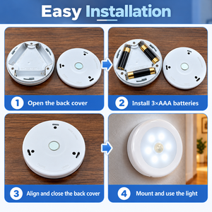 Luz Nocturna LED Redonda con Sensor de Movimiento para Interiores, Iluminación Automática PIR, Luz Blanca de 6000K para Pasillo, Armario, Dormitorio, Baño - Product Image 2