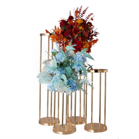 Support à fleurs haut en colonne ronde dorée pour la décoration de mariage, de fête, de restaurant et d'hôtel