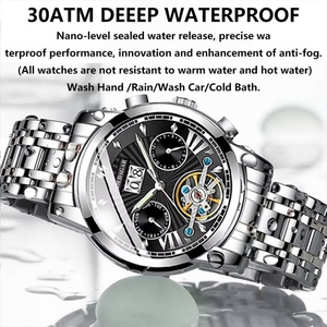 Montre homme POEDAGAR, marque haut de gamme, automatique, mécanique, étanche, lumineuse, pour affaires, en acier inoxydable. - Product Image 4