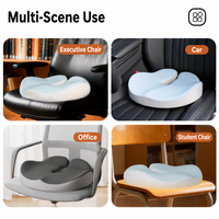 Coussin de siège de voiture ergonomique ouvert en mousse à mémoire de forme en U, soulagement du coccyx, faible hauteur avant 3 cm, soulagement de la pression pour la conduite