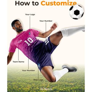 Camiseta de Fútbol Personalizada para Hombre, Cuello en V, Impresión por Transferencia de Calor, 140 g/m², Uniforme de Fútbol con Nombre, Número y Logotipo del Equipo Personalizados - Product Image 3