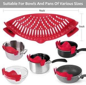 Passoire ronde pliable en silicone, résistante à la chaleur, écologique, à clipser pour la cuisine - Product Image 2