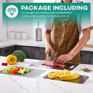 Thép không gỉ Thớt hai mặt chống trượt thép không gỉ thớt, 3 cái thớt nhỏ cho nhà bếp - Product Image 2