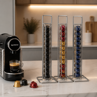 Support à capsules de café Cactus, 52 compartiments, double face, rotatif, en métal, organiseur de capsules de café, support de rangement pour capsules Nespresso, comptoir