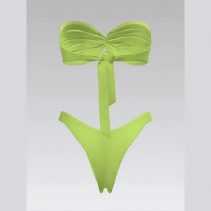 Conjunto de bikini tipo tanga con diseño chic y moderno con lazo frontal – Traje de baño dividido con lazo trasero personalizado para la playa y resorts - Product Image 2