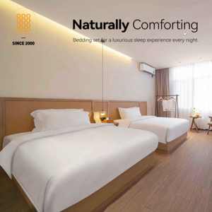 ホテル用T250ソリッドプレーン織パーケール耐久性OEKO-TEX認証ポリエステル/コットン40カウント3点セット布団カバー - Product Image 5