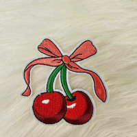 Patch brodé mignon en forme de cerise rouge, applique thermocollante pour vêtements, vestes, chapeaux, sacs à dos et autres articles vestimentaires féminins