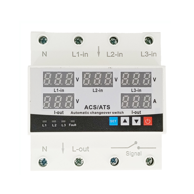 Automatic Transfer Switch Auto Phase Selector Intelligent Changeover Switch Adjustable Voltage Current Protector