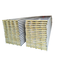 Panneau sandwich en laine de roche pour mur isolant de construction de maison préfabriquée avec mousse EPS PU-Matériau de construction à noyau métallique