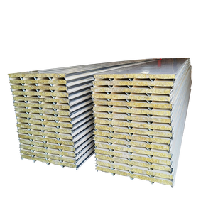 Panneau sandwich en laine de roche pour mur <span class=keywords><strong>isolant</strong></span> de construction de maison préfabriquée avec mousse EPS PU-Matériau de construction à noyau métallique - Product Image 6