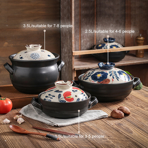 日本のセラミックスープポット調理器具セット手描きエナメルキッチンキャセロール環境にやさしい調理ポットセット - Product Image 2
