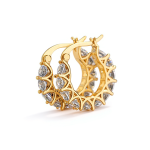 Orecchini a Cerchio di Lusso Placcati in Oro 18K con Cristalli e Strass, Design Geometrico per Gioielli da Festa per Donne - Product Image 1
