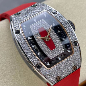 Montre mécanique automatique squelette de luxe pour <span class=keywords><strong>femme</strong></span>, de haute qualité, avec boîtier tonneau serti de diamants, thème Lèvres Rouges 07-01 - Product Image 2