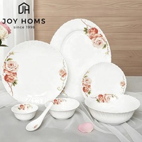 Ensemble d'assiettes et de bols en verre opale blanc rond trempé, vaisselle moderne pour la vie quotidienne, vaisselle transparente, passe au lave-vaisselle