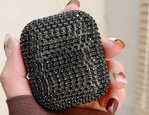 Diamante negro-sin ganchos para la oreja