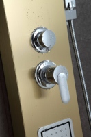 Colonne de douche standard européenne en acier inoxydable 304, finition or brossé, avec jets de pluie, jets latéraux et douchette à main, OEM CE