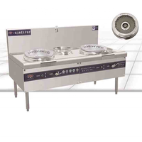 Cuisinière à gaz chinoise commerciale à double brûleur en acier inoxydable pour projet de cuisine