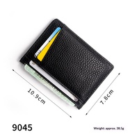 Porte-cartes unisexe en cuir de vachette véritable, ultra fin, avec plusieurs emplacements pour cartes, logo embossé, adapté pour la permis de conduire, vente en gros
