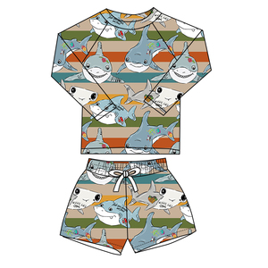 Babylovey - Conjunto de Traje de Baño Personalizado para Niños, <span class=keywords><strong>Camiseta</strong></span> de Manga Larga con Estampado, Pantalones Cortos de Baño Elásticos para Niños, Shorts de <span class=keywords><strong>Surf</strong></span> para Bebés - Product Image 3