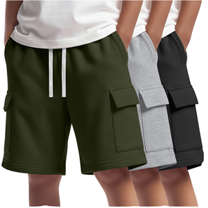 Shorts cargo pour homme, couleur unie, taille à cordon, séchage rapide, tissu Oxford, shorts décontractés avec poches pour les activités de plein air - Product Image 1