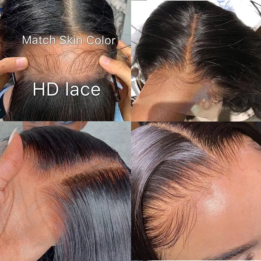 Vente de gros Perruques cheveux humains indiens bruts alignés sur les cuticules pour les femmes noires, Perruques frontales dentelle cheveux humains ondulés hd