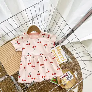 여름 드레스 아기 소녀 참신 아기 소녀 옷 과일 인쇄 아기 소녀 드레스 6 개월 공장 핫 세일
