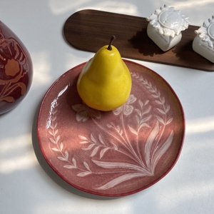 Plato de Cerámica con Diseño de Plantas, Estilo Francés Vintage, Resistente, para Uso Doméstico, Grande, para Bistec, <span class=keywords><strong>Pasta</strong></span>, Ensalada, Postre, Apto para Microondas y Lavavajillas - Product Image 3