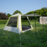 Tente de camping gonflable carrée légère de 4,2 kg, 200x200x140 cm, imperméable 2000 mm, tente pneumatique en Oxford 210D avec auvent