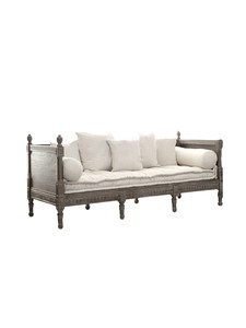 Divano Letto Tre Posti in Tessuto Stile Country Francese in Legno Massello di Quercia Vintage Anticato, <span class=keywords><strong>Mobili</strong></span> <span class=keywords><strong>B</strong></span>&<span class=keywords><strong>B</strong></span>, Sfoderabile e Lavabile - Product Image 5