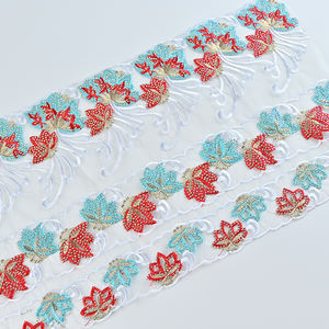 Garniture de ruban floral brodé blanc de style ethnique de haute qualité pour garniture en dentelle ecclésiastique - Product Image 3