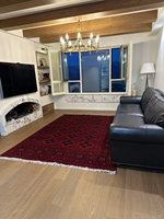 Tapis d'appoint vintage rouge persan en fausse fourrure de mouton tissé à la machine, tapis de sol géométrique oriental à franges pour salon