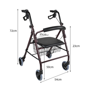 <b>Foldable</b> Walking Aid For Seniors Aluminum Alloy With Seat And Basket <b>Mobility</b> <b>Scooter</b> Pushable And Seatable - Product Image 4