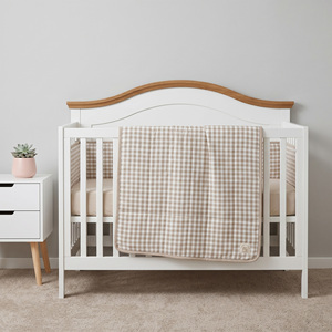Ensemble de literie pour lit bébé en coton biologique, imprimé à carreaux, avec couette, drap, <span class=keywords><strong>oreiller</strong></span>, protège-tête, literie de crèche douce et respirante, aides au sommeil - Product Image 3