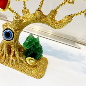 Articolo Giudaico: Fiore Rosso Finto, <span class=keywords><strong>Albero</strong></span> della Fortuna, Occhio <span class=keywords><strong>del</strong></span> Diavolo, Elefante Verde - Ornamenti in Resina Artigianale - Product Image 3