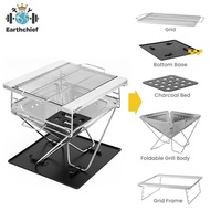 Poêle à bois pliable portable, barbecue extérieur pliable en acier inoxydable et en fer, barbecue au charbon de bois, foyer de camping