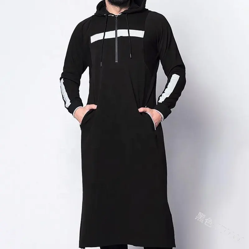 2024 mode sweat à capuche tissu marocain islamique hommes jubba Thawb Khamis musulman hiver arabe pour maroc Thobe hommes caftan