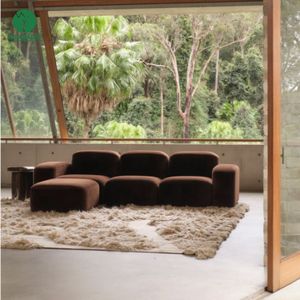 Ensembles de canapés en tissu <span class=keywords><strong>chocolat</strong></span> Moontree avec pouf réglable <span class=keywords><strong>Canapé</strong></span> de salon modulaire 4 places - Product Image 1