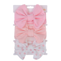 Ensemble de 3 bandeaux pour enfants, large ruban noué à la main, grand nœud, bandes de cheveux imprimées en coton de couleur unie, accessoires de cheveux doux pour tout-petits