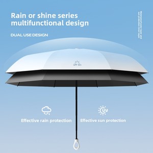 Ombrello Manuale a 5 Sezioni con Gradiente di Colore a Capsula |   8 stecche antivento, rivestimento nero con protezione UV |   Doppio Uso Sole e <span class=keywords><strong>Pioggia</strong></span> - Product Image 4