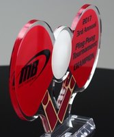 Trophée de tournoi de Tennis de Table en Lucite transparent de 3/8 pouces, 8 pouces H, prix de Ping Pong en acrylique avec Base inclinée pour Champion